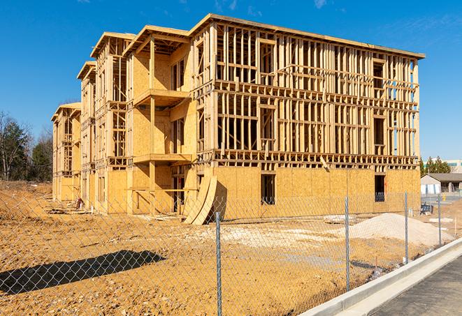 a close-up of temporary chain link fences, keeping the construction area safe and secure in Santa Ysabel, CA